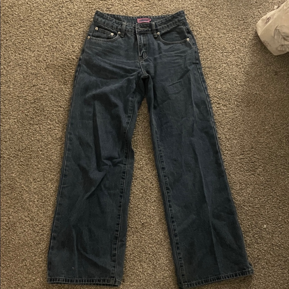 Dark wash Edikted wide leg mid-rise jeans